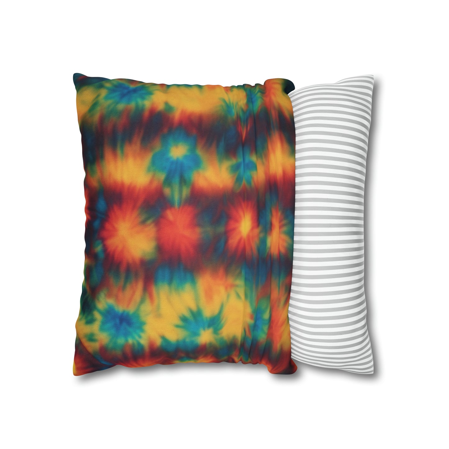 Spun Polyester Square Pillowcase Floral Tie Dye