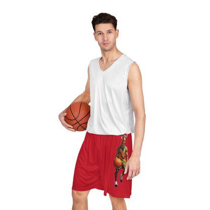 Basketball Shorts - Giraffe - Dark Red