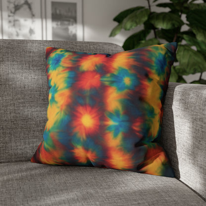 Spun Polyester Square Pillowcase Floral Tie Dye