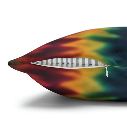 Spun Polyester Square Pillowcase Orange/Green Leaves
