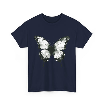 Unisex Heavy Cotton Tee - Butterfly Tee Shirt - Black & White