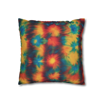 Spun Polyester Square Pillowcase Floral Tie Dye
