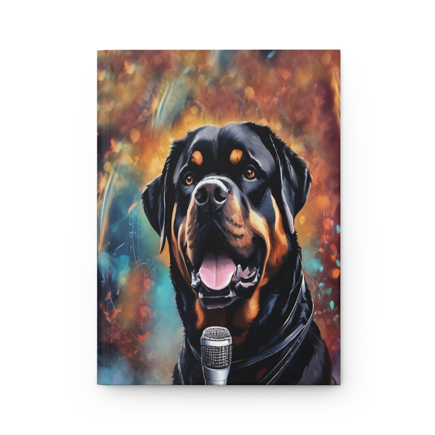 Hardcover Journal Matte - Rottweiler on the Mic - Dark Red