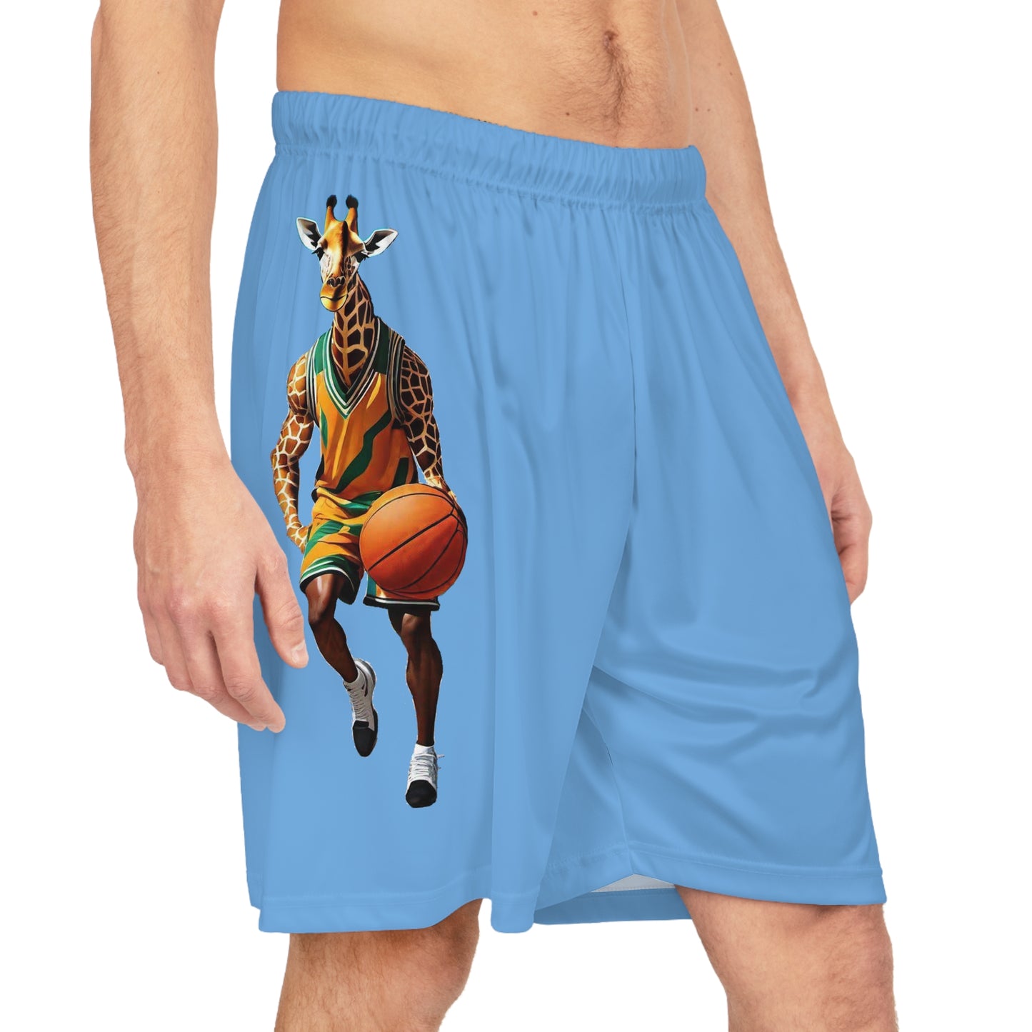 Basketball Shorts - Giraffe - Light Blue