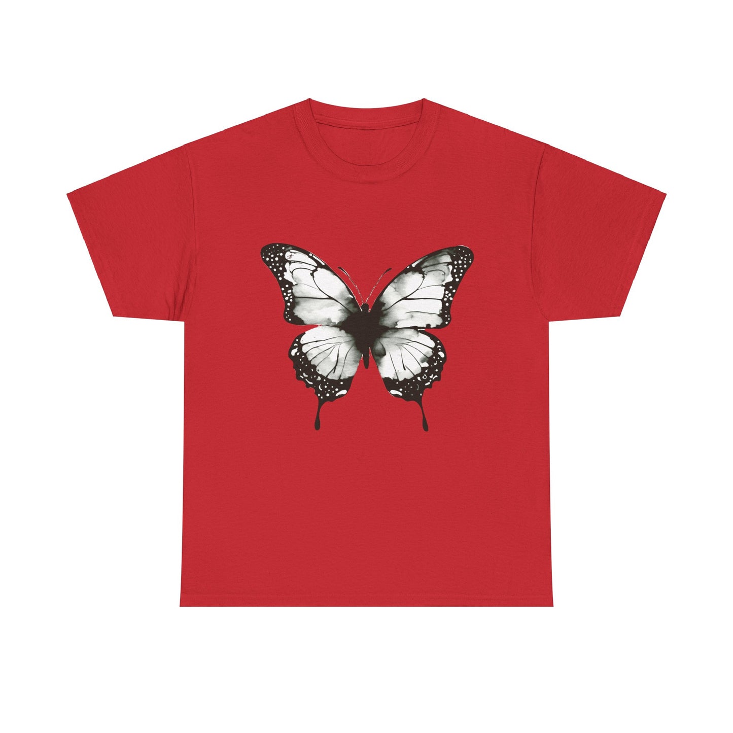Unisex Heavy Cotton Tee - Butterfly Tee Shirt - Black & White