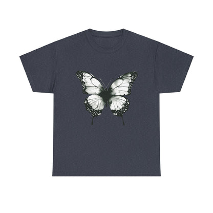 Unisex Heavy Cotton Tee - Butterfly Tee Shirt - Black & White