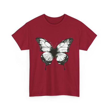 Unisex Heavy Cotton Tee - Butterfly Tee Shirt - Black & White