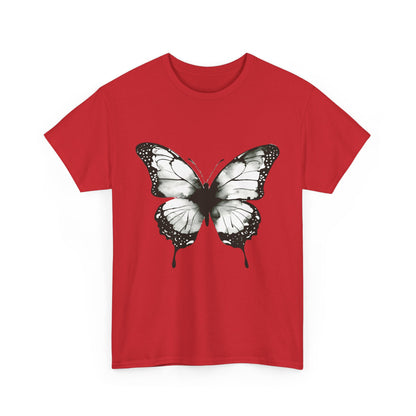 Unisex Heavy Cotton Tee - Butterfly Tee Shirt - Black & White