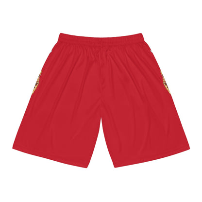 Basketball Shorts - Giraffe - Dark Red