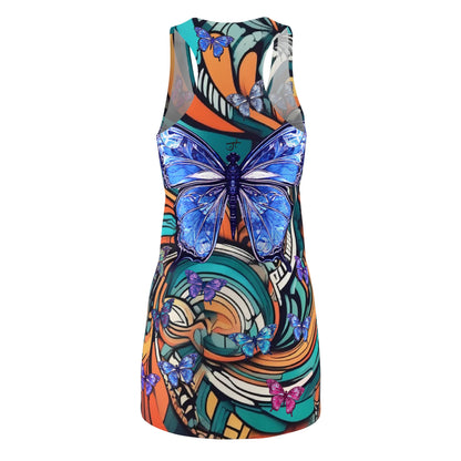 Women's Cut & Sew Racerback Dress - Butterflies V.2