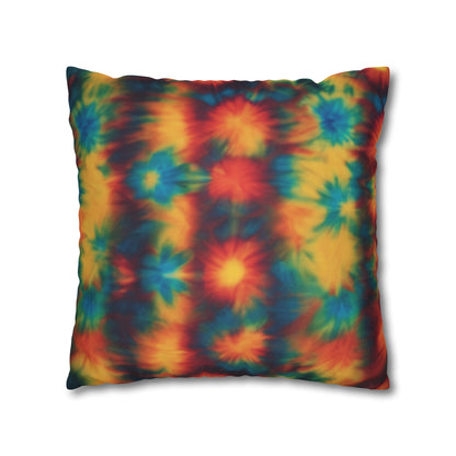 Spun Polyester Square Pillowcase Floral Tie Dye