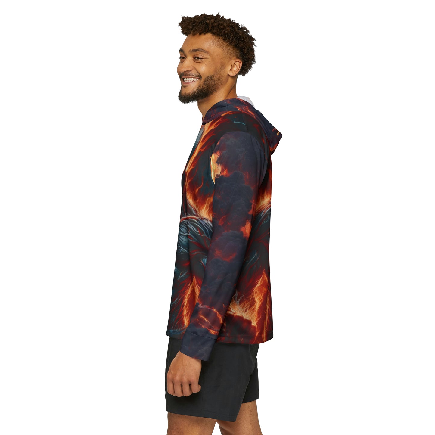 Men's Sports Warmup Hoodie Fire and Lightning
