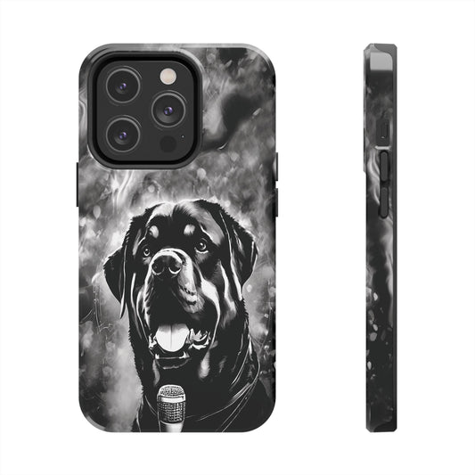 Rottweiler on the Mic Tough Phone Cases - Black & White