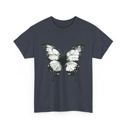 Unisex Heavy Cotton Tee - Butterfly Tee Shirt - Black & White