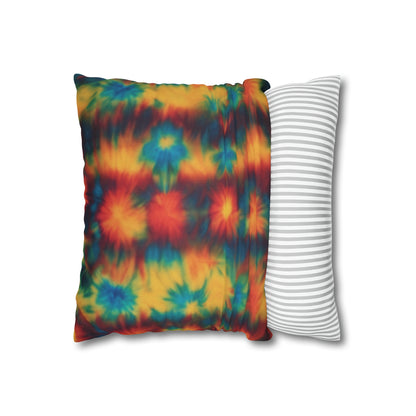Spun Polyester Square Pillowcase Floral Tie Dye
