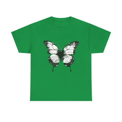 Unisex Heavy Cotton Tee - Butterfly Tee Shirt - Black & White