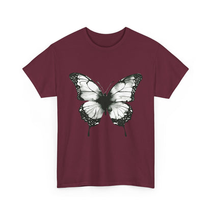 Unisex Heavy Cotton Tee - Butterfly Tee Shirt - Black & White