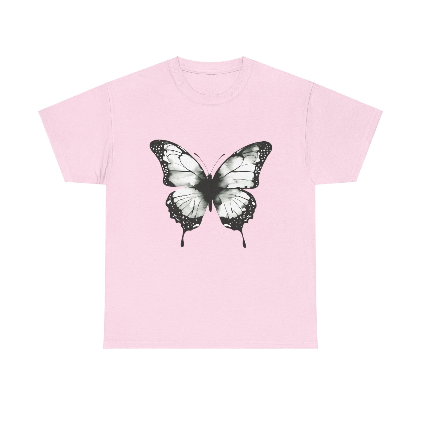 Unisex Heavy Cotton Tee - Butterfly Tee Shirt - Black & White