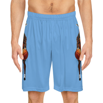 Basketball Shorts - Giraffe - Light Blue