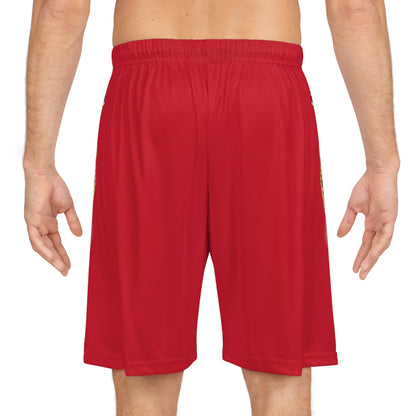 Basketball Shorts - Giraffe - Dark Red