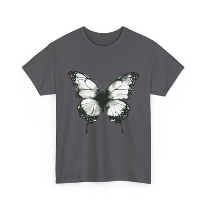 Unisex Heavy Cotton Tee - Butterfly Tee Shirt - Black & White