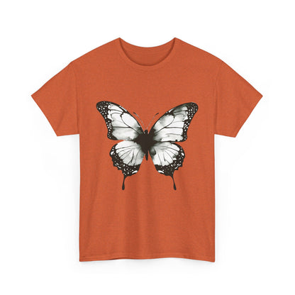 Unisex Heavy Cotton Tee - Butterfly Tee Shirt - Black & White