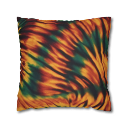 Spun Polyester Square Pillowcase Orange/Green Tie Dye