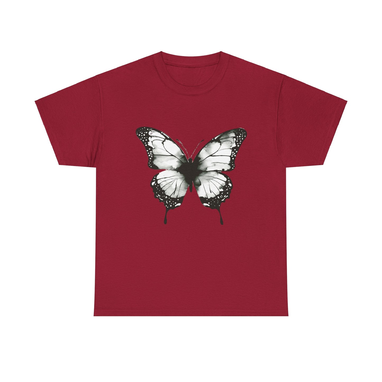Unisex Heavy Cotton Tee - Butterfly Tee Shirt - Black & White