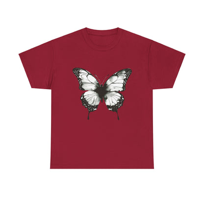 Unisex Heavy Cotton Tee - Butterfly Tee Shirt - Black & White