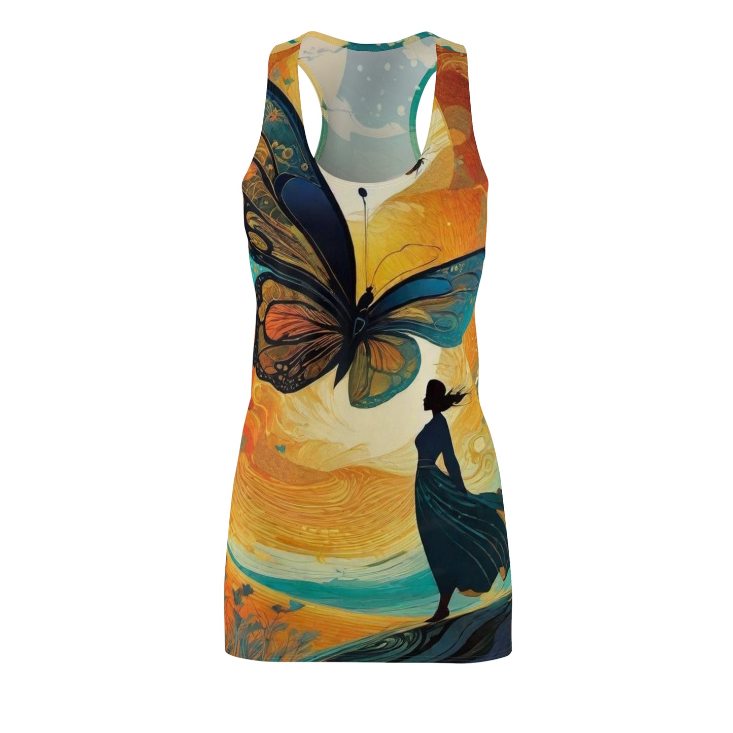 Women's Cut & Sew Racerback Dress - Butterfly Spirit & Landscape - 2 Sided