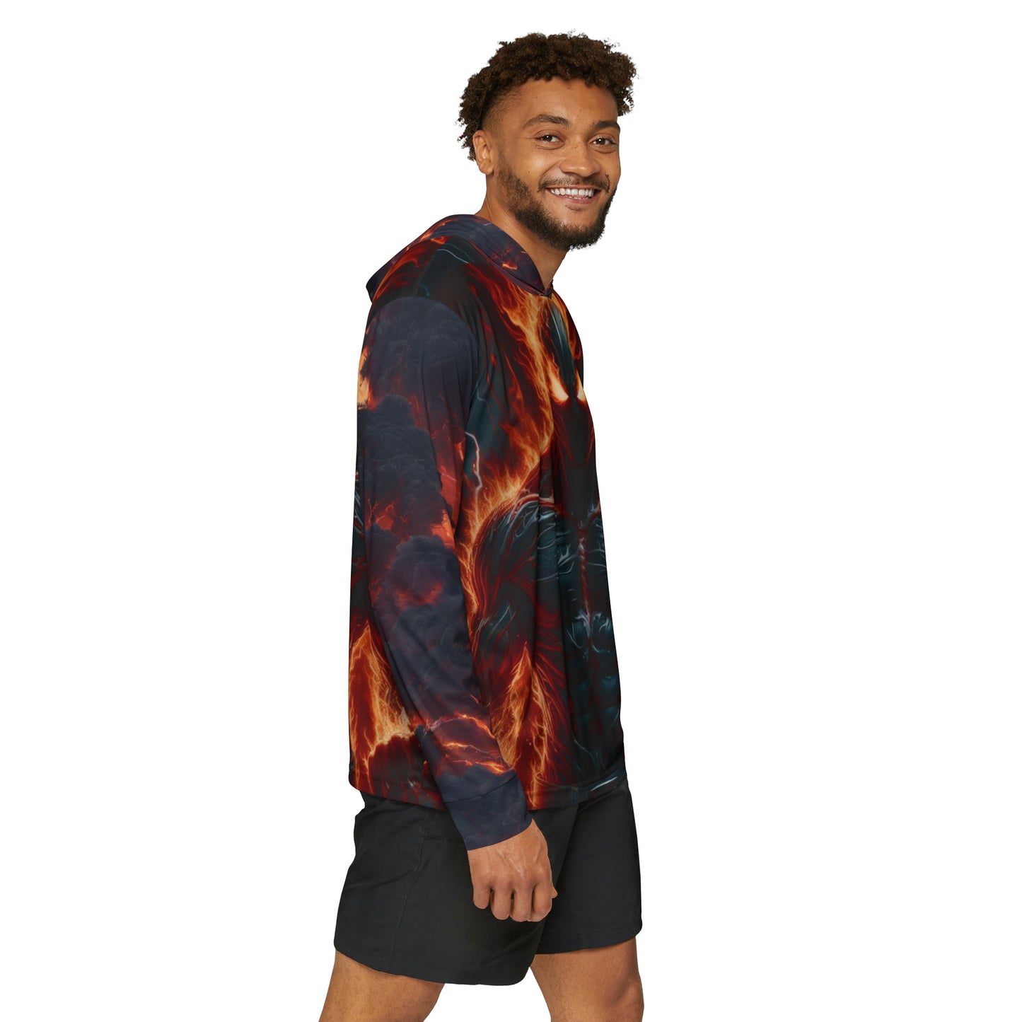 Men's Sports Warmup Hoodie Fire and Lightning