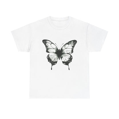 Unisex Heavy Cotton Tee - Butterfly Tee Shirt - Black & White