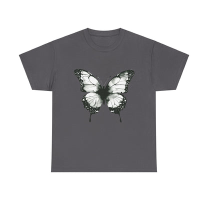 Unisex Heavy Cotton Tee - Butterfly Tee Shirt - Black & White