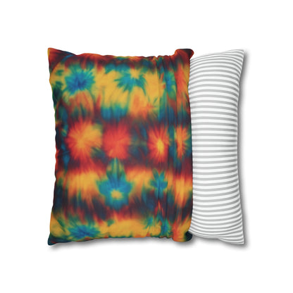 Spun Polyester Square Pillowcase Floral Tie Dye