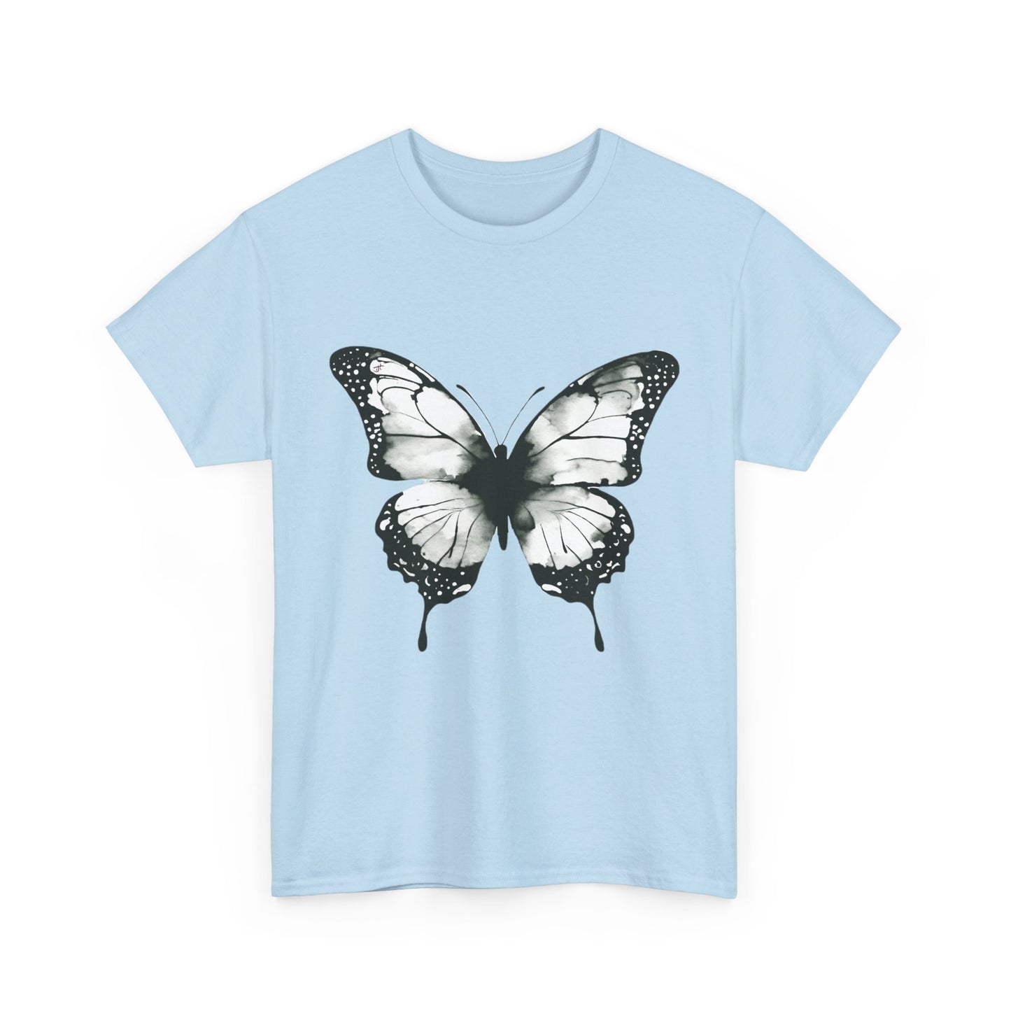 Unisex Heavy Cotton Tee - Butterfly Tee Shirt - Black & White