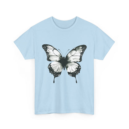 Unisex Heavy Cotton Tee - Butterfly Tee Shirt - Black & White