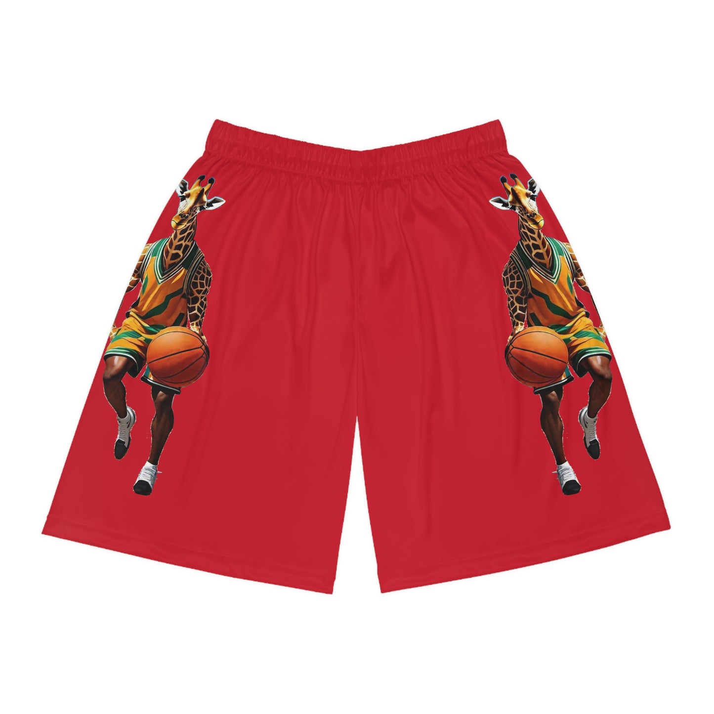 Basketball Shorts - Giraffe - Dark Red