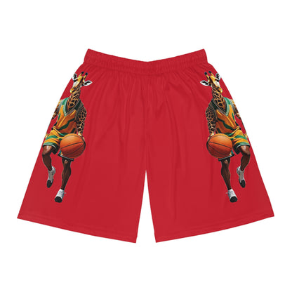 Basketball Shorts - Giraffe - Dark Red