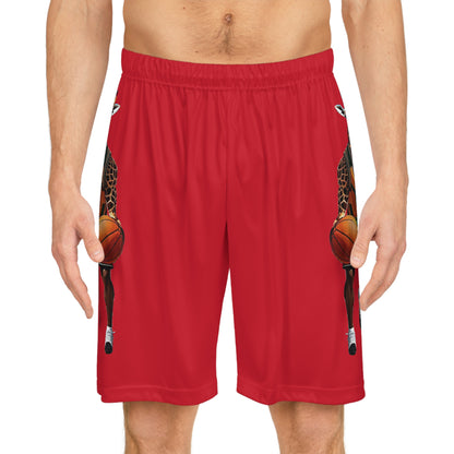 Basketball Shorts - Giraffe - Dark Red