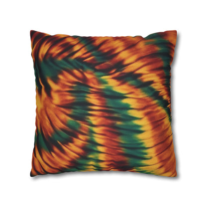 Spun Polyester Square Pillowcase Orange/Green Tie Dye