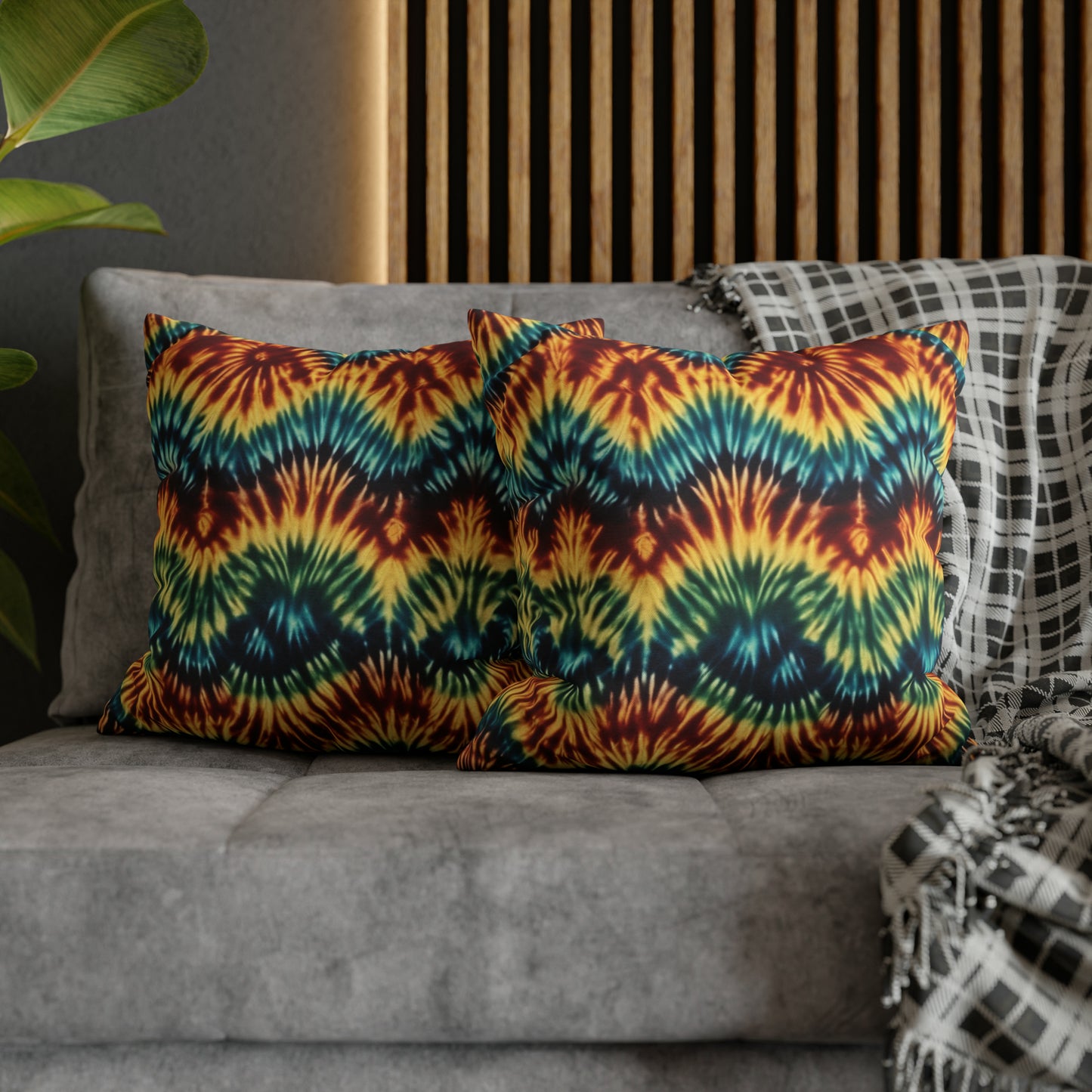 Spun Polyester Square Pillowcase Tie Dye Multi