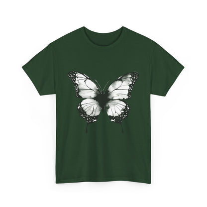 Unisex Heavy Cotton Tee - Butterfly Tee Shirt - Black & White