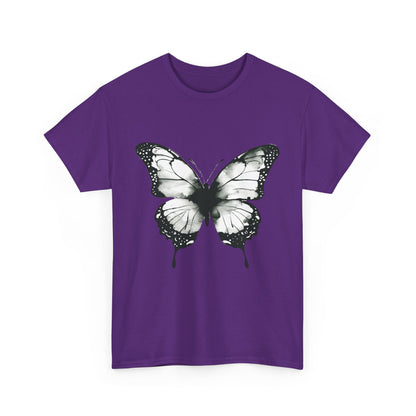 Unisex Heavy Cotton Tee - Butterfly Tee Shirt - Black & White