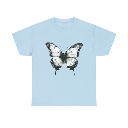 Unisex Heavy Cotton Tee - Butterfly Tee Shirt - Black & White