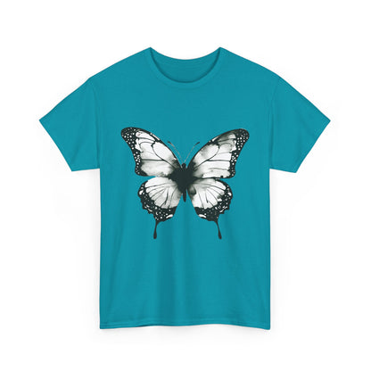 Unisex Heavy Cotton Tee - Butterfly Tee Shirt - Black & White