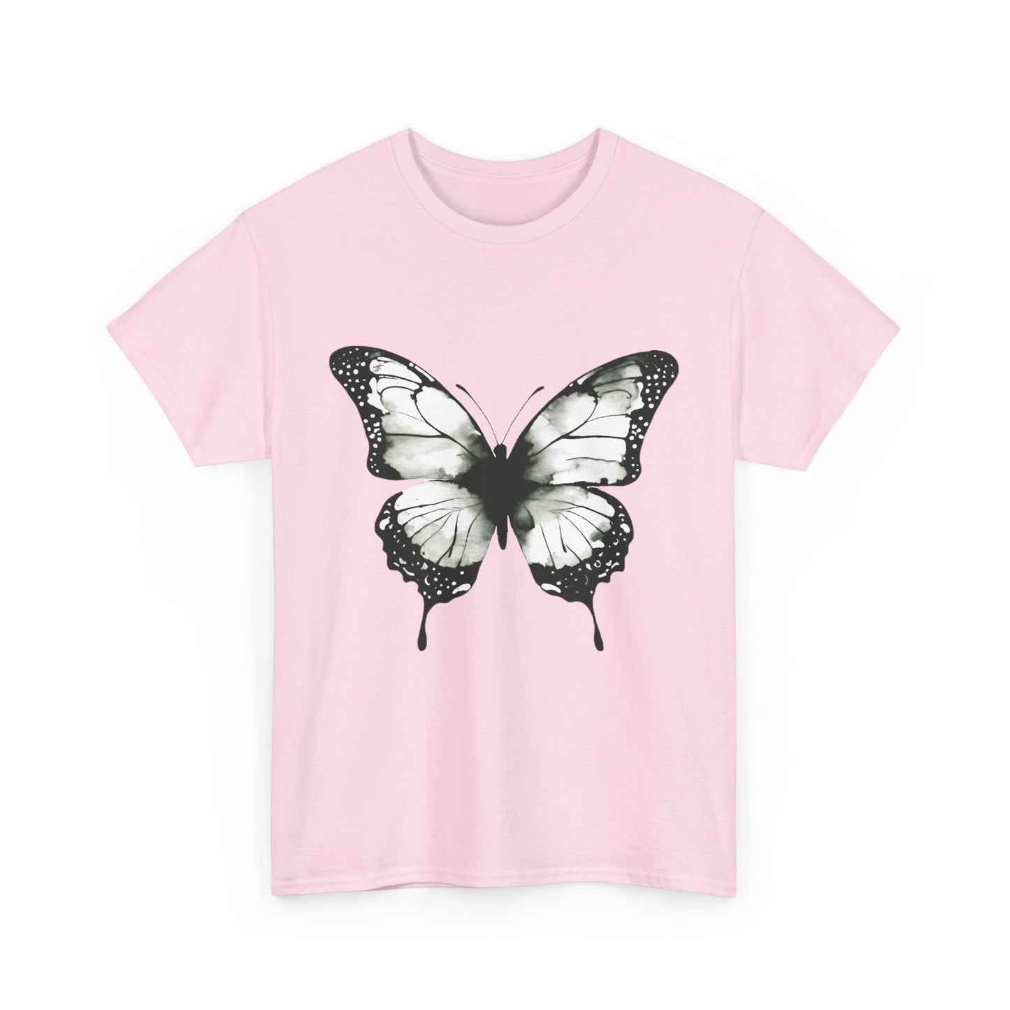 Unisex Heavy Cotton Tee - Butterfly Tee Shirt - Black & White
