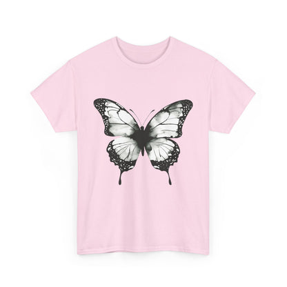 Unisex Heavy Cotton Tee - Butterfly Tee Shirt - Black & White