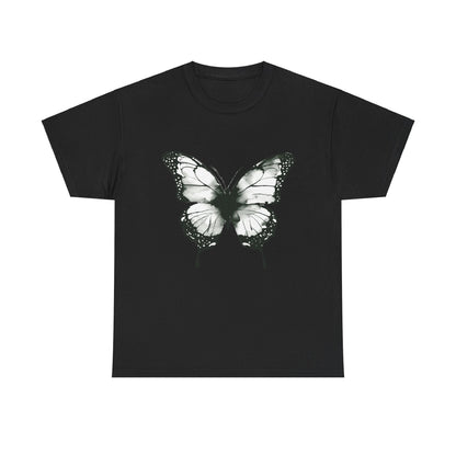 Unisex Heavy Cotton Tee - Butterfly Tee Shirt - Black & White