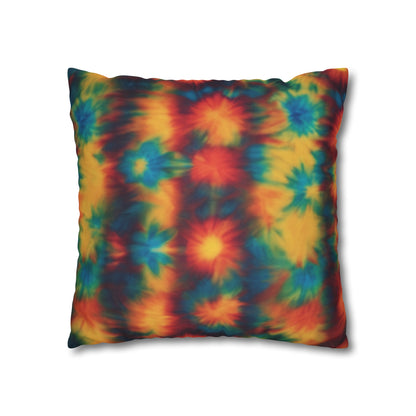 Spun Polyester Square Pillowcase Floral Tie Dye