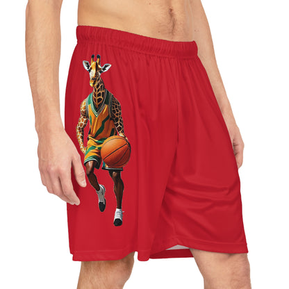 Basketball Shorts - Giraffe - Dark Red